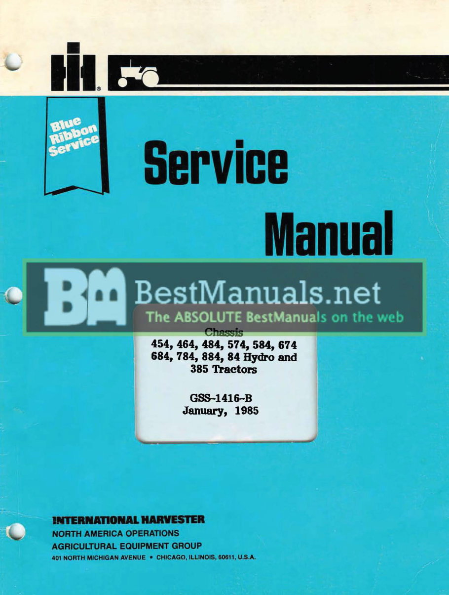 IH International Case 884 Tractor Service, SHOP, OPERATOR Manual -3- Manuals - IMPROVED - preview img 1