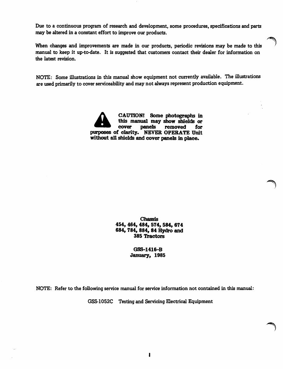 IH International Case 884 Tractor Service, SHOP, OPERATOR Manual -3- Manuals - IMPROVED - preview img 2