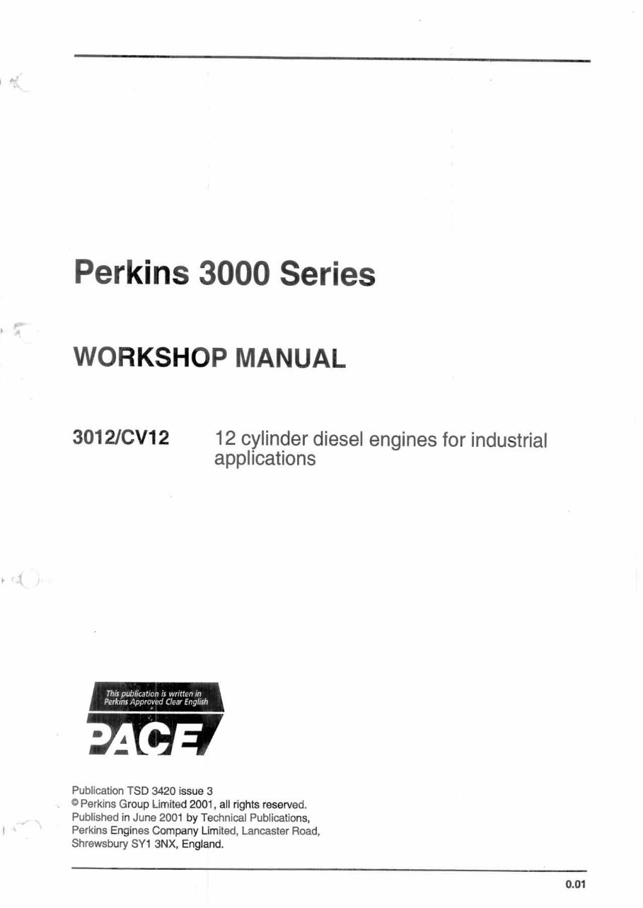 PERKINS 3000 Series 3012 CV12 Diesel Engine Full Service & Repair Manual preview img 1