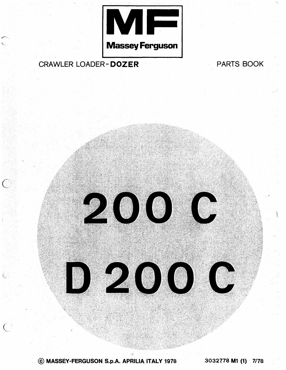 Massey Ferguson MF 200C / D200C Crawler Loader-Dozer Parts Catalog preview img 1