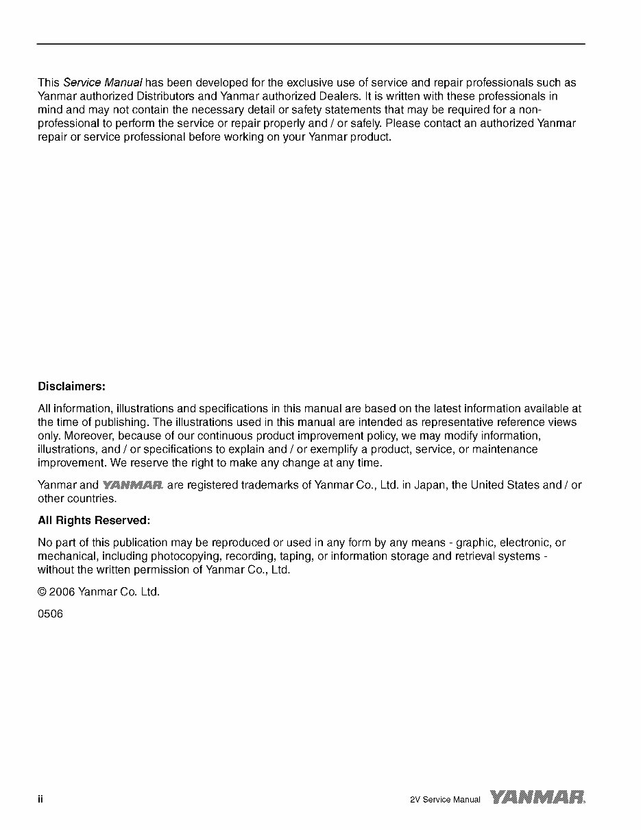 Yanmar Industrial Diesel Engine 2V78 Full Service & Repair Manual preview img 5