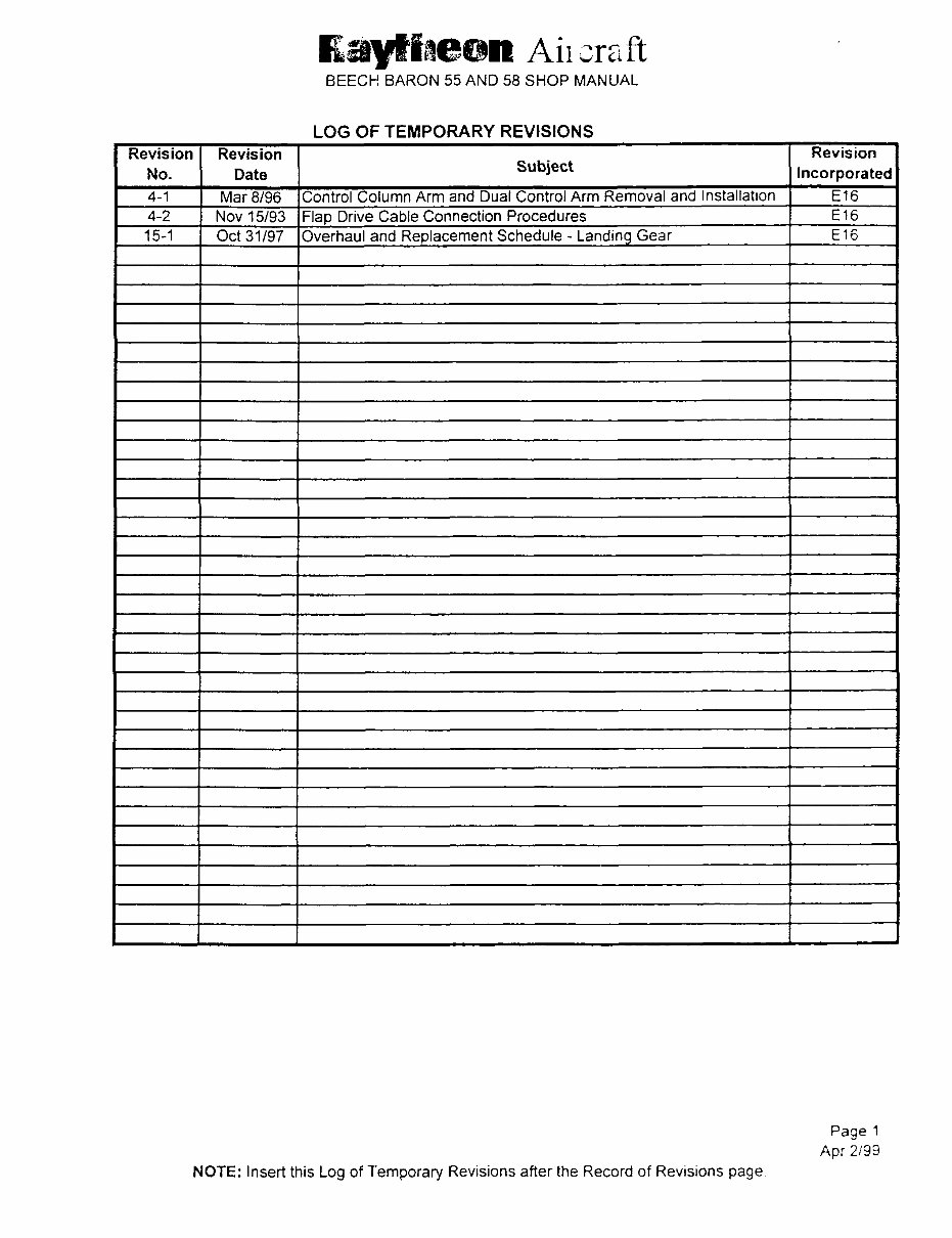 Beech Baron 55, 56, 58 Series Aircrafts OEM Service & Repair Manual preview img 5