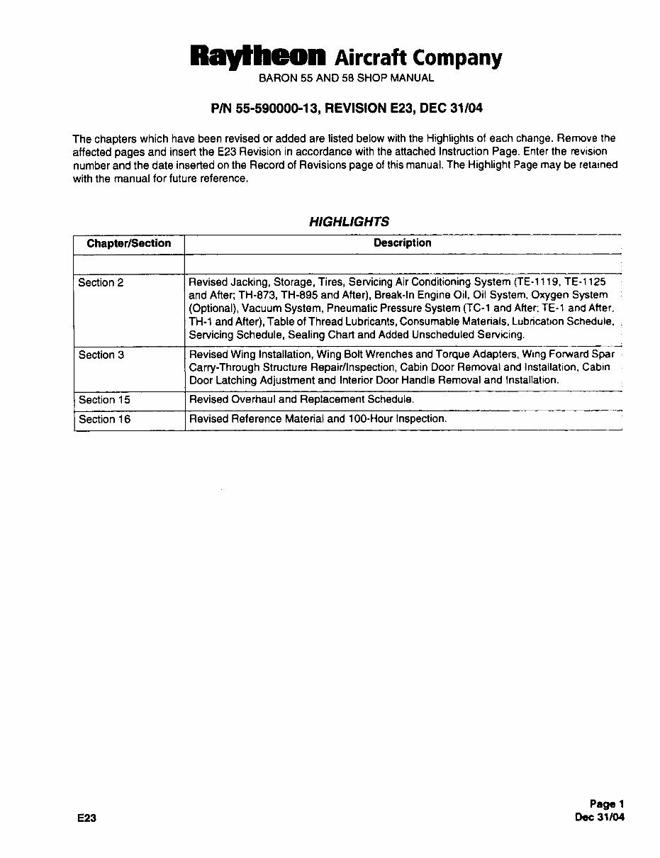Beech Baron 55, 56, 58 Series Aircrafts OEM Service & Repair Manual preview img 6
