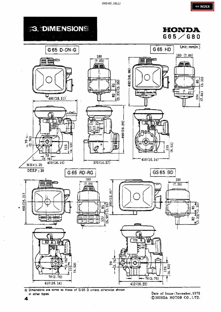 HONDA G65 G80 HORIZONTAL SHAFT Engine Repair Manual preview img 6