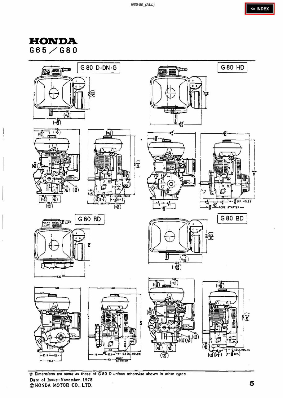 HONDA G65 G80 HORIZONTAL SHAFT Engine Repair Manual preview img 7
