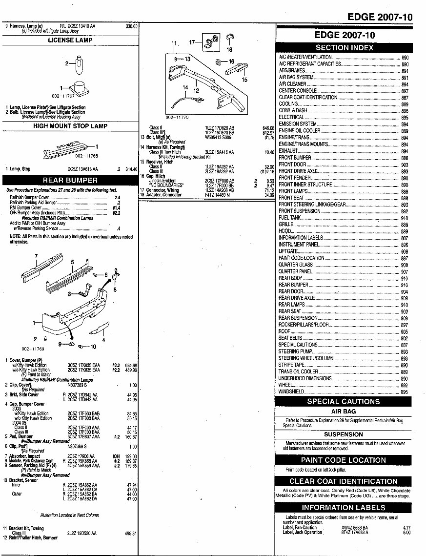 EDGE 2007 2008 2009 2009 2010 FACTORY Parts Manual INSTANT preview img 1