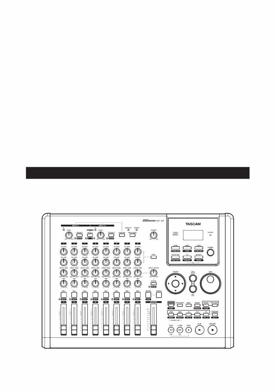 Tascam DP-02 CF Portastudio Owners Manual preview img 1