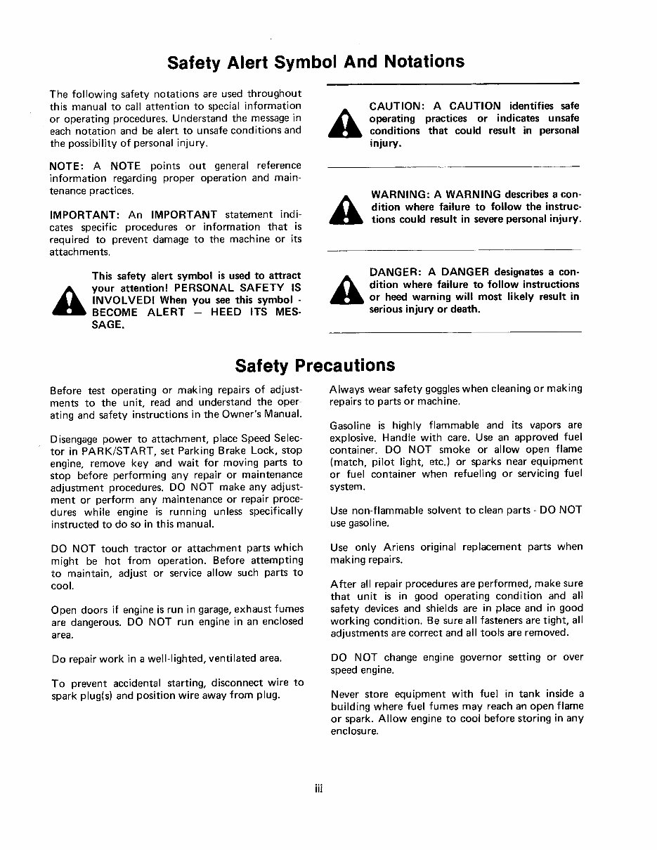 Ariens 931 Series GT Hydrostatic Garden Tractor Service & Repair Manual preview img 5