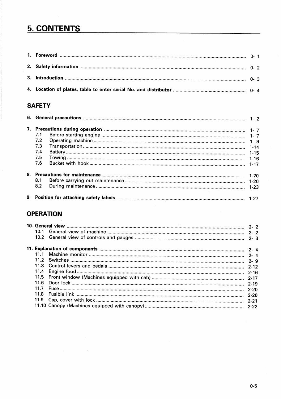 KOMATSU PC25-1, PC30-7, PC40-7, PC45-1 Hydraulic Excavator Operation & Maintenance Manual preview img 6