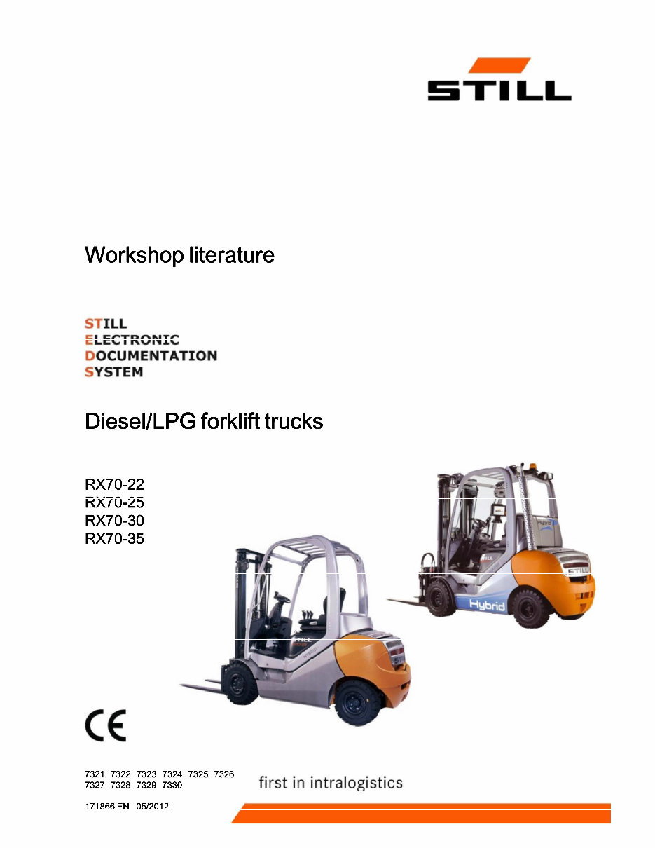 Still RX70-22, RX70-25, RX70-30, RX70-35 Diesel / LPG Fork Truck Forklift Service Repair Workshop Manual preview img 1