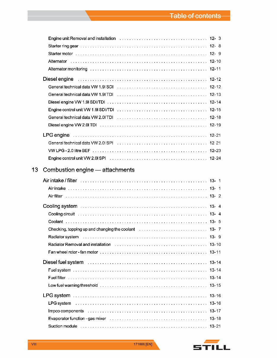 Still RX70-22, RX70-25, RX70-30, RX70-35 Diesel / LPG Fork Truck Forklift Service Repair Workshop Manual preview img 10
