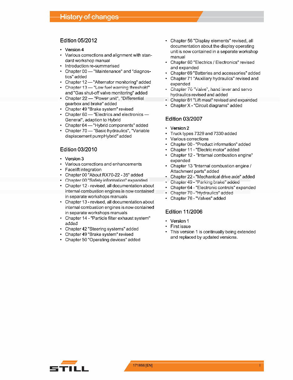 Still RX70-22, RX70-25, RX70-30, RX70-35 Diesel / LPG Fork Truck Forklift Service Repair Workshop Manual preview img 3