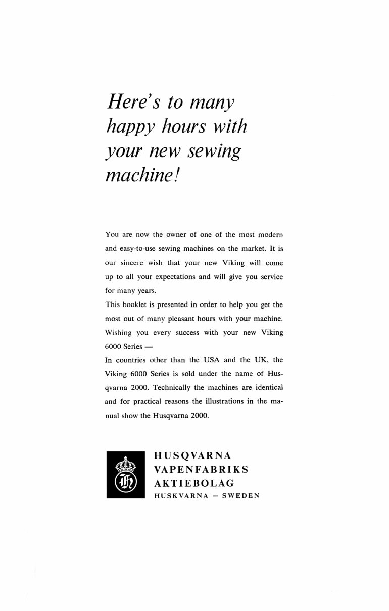 Viking Husqvarna 6010 & 6020 Operating Manual preview img 2