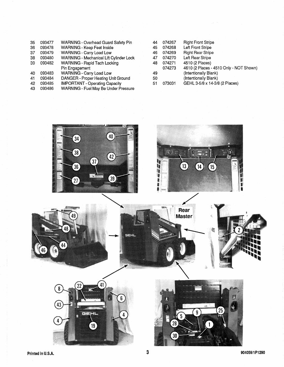 GEHL 4510 SKID Loader Parts Part IPL Manual preview img 5
