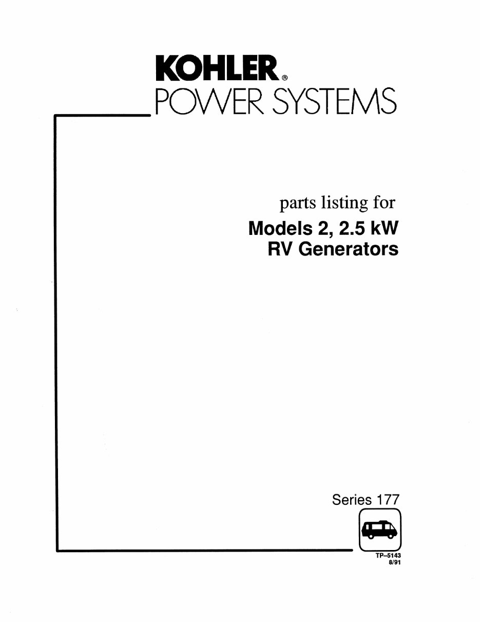 Kohler 2 and 2.5 Kw RV Generator Parts Manual preview img 1