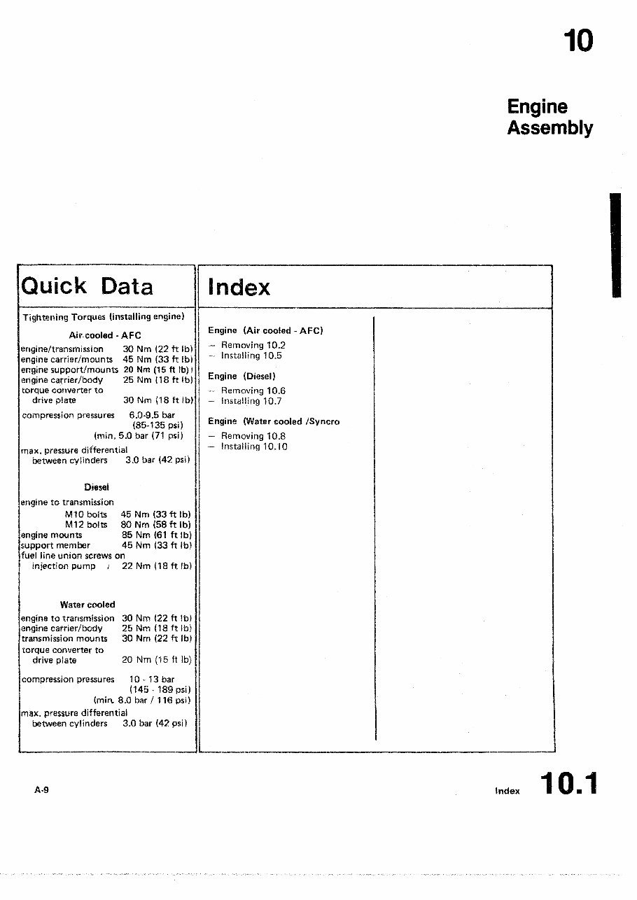 VOLKSWAGEN VANAGON Shop Manual 1980-1992 preview img 8
