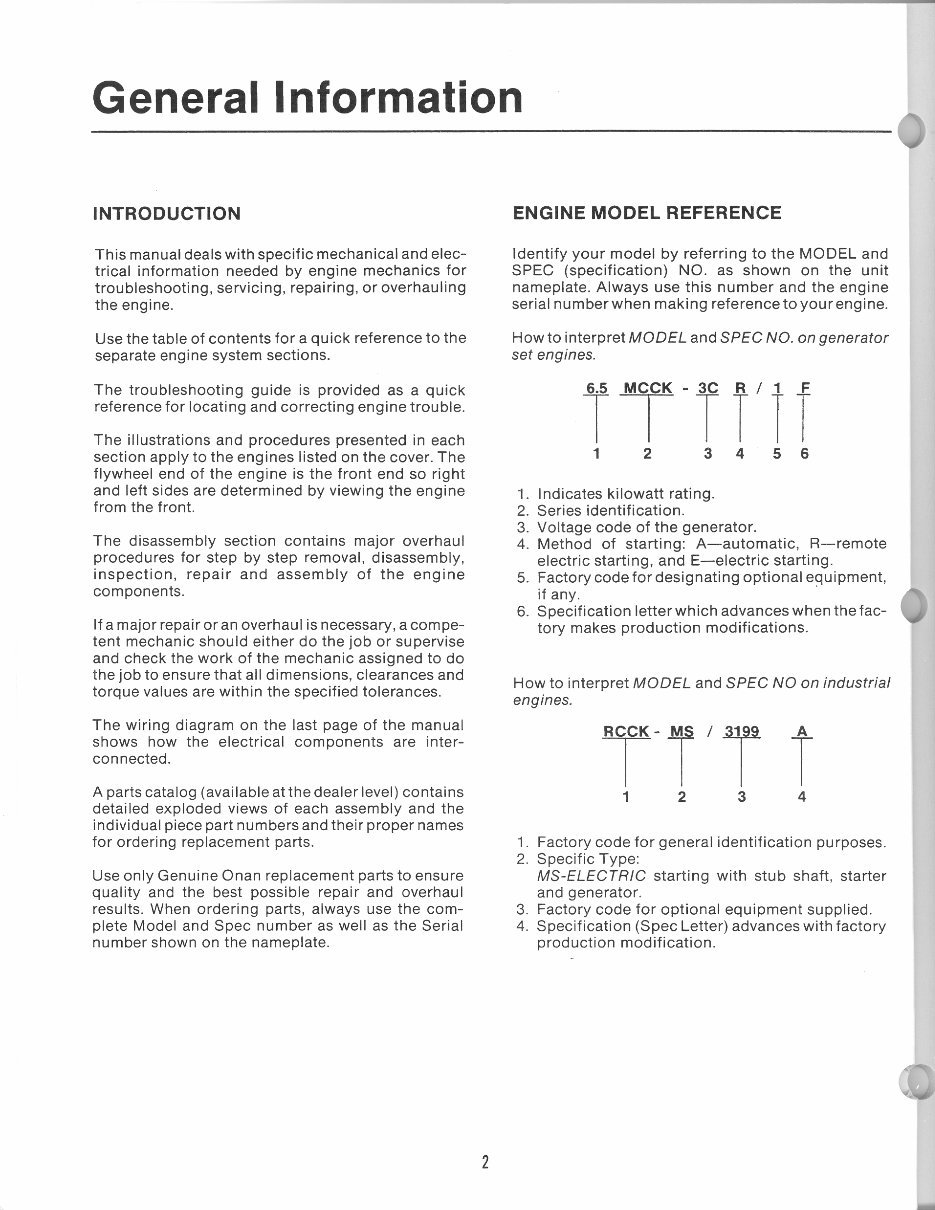 Onan MCCK Engine Service Repair Maintenance OVERHAUL Shop Manual 927-0752 preview img 4