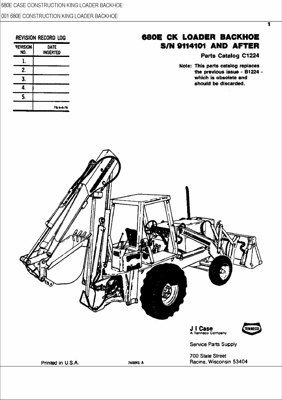 CASE 680E CK BACKHOE Loader Parts Catalog Manual preview img 1