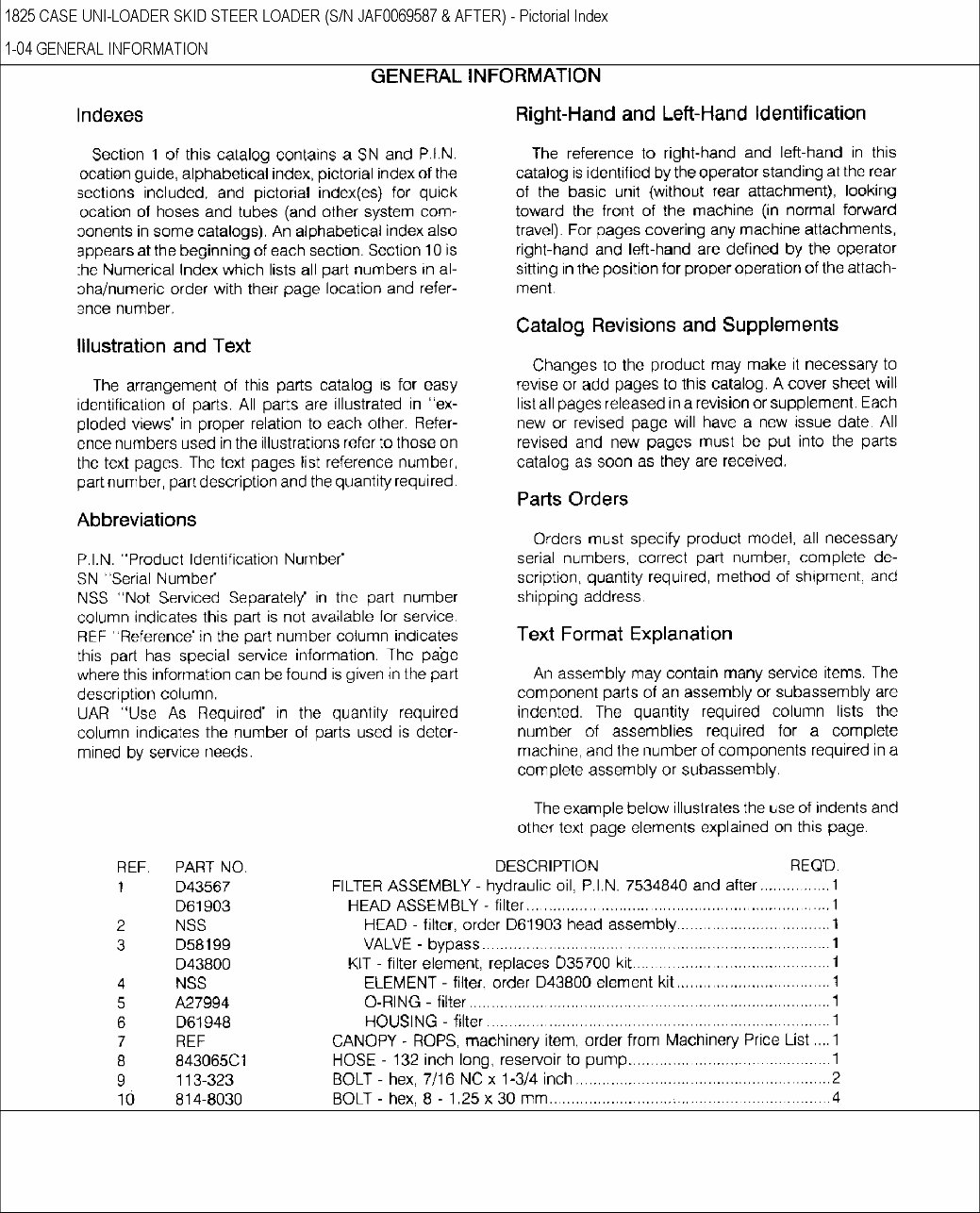 CASE 1825 Skid Steer Loader Parts Catalog Manual preview img 5