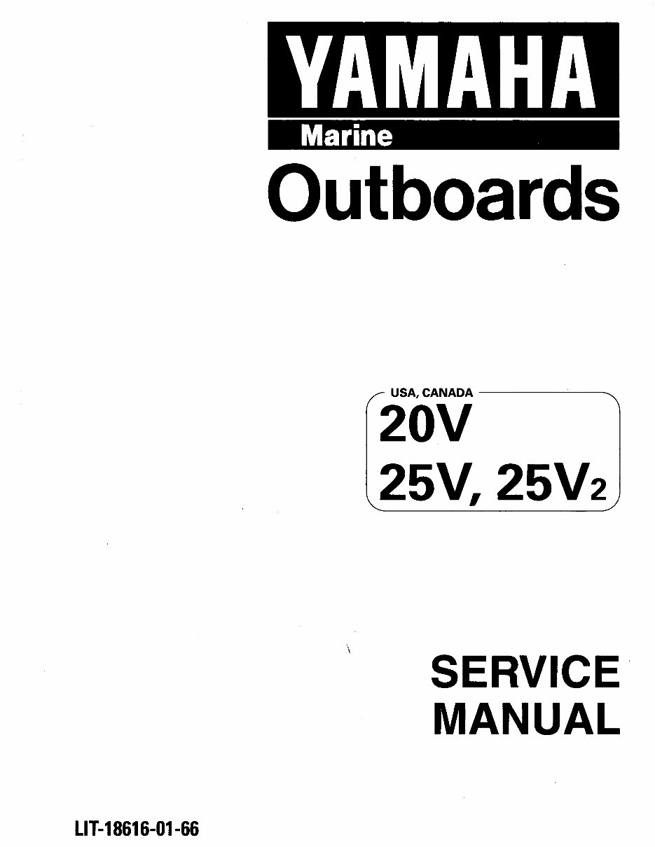 Yamaha Marine Outboards 20D 25N 20V 20V2 25V 25V2 25MSHD* Factory Service / Repair/ Workshop Manual ! preview img 1