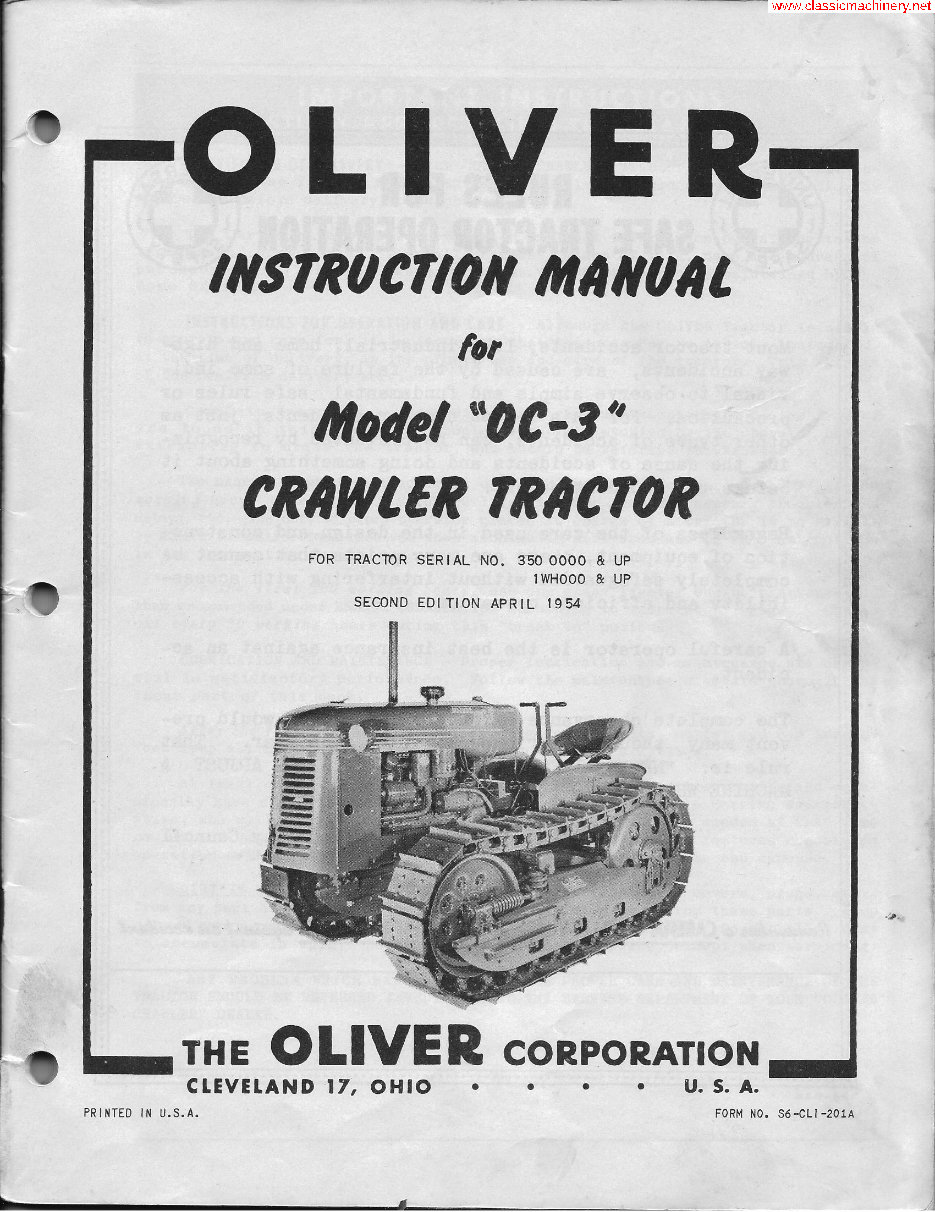 Oliver OC3 OC-3 Crawler Tractor Operator Owner Instruction Manual - IMPROVED - #1 preview img 3