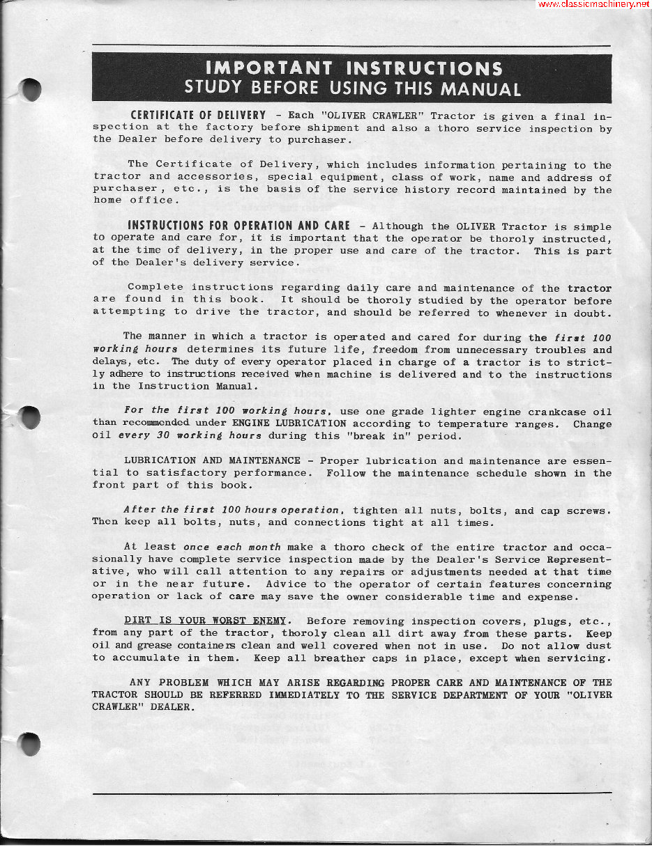 Oliver OC3 OC-3 Crawler Tractor Operator Owner Instruction Manual - IMPROVED - #1 preview img 5