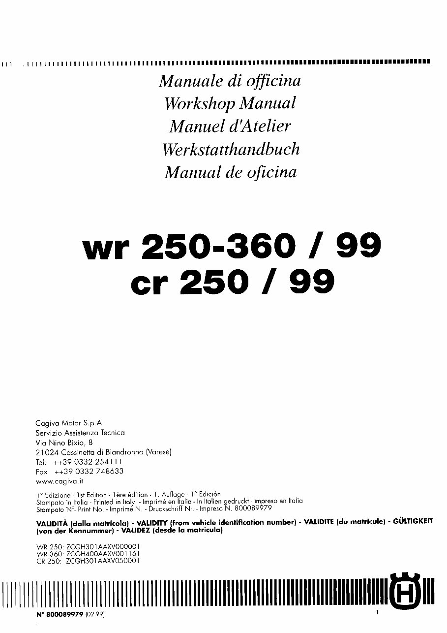 1999 Husqvarna WR360 OEM Service & Repair Manual preview img 3