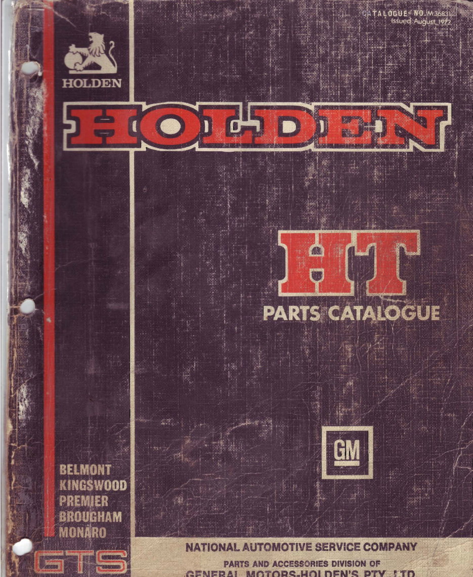 HOLDEN HT Spare Parts BOOK Catalogue MONARO GTS BROUGHAM PRE preview img 1