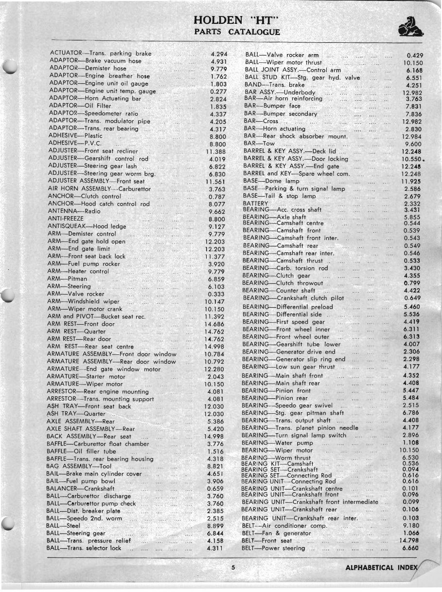 HOLDEN HT Spare Parts BOOK Catalogue MONARO GTS BROUGHAM PRE preview img 9