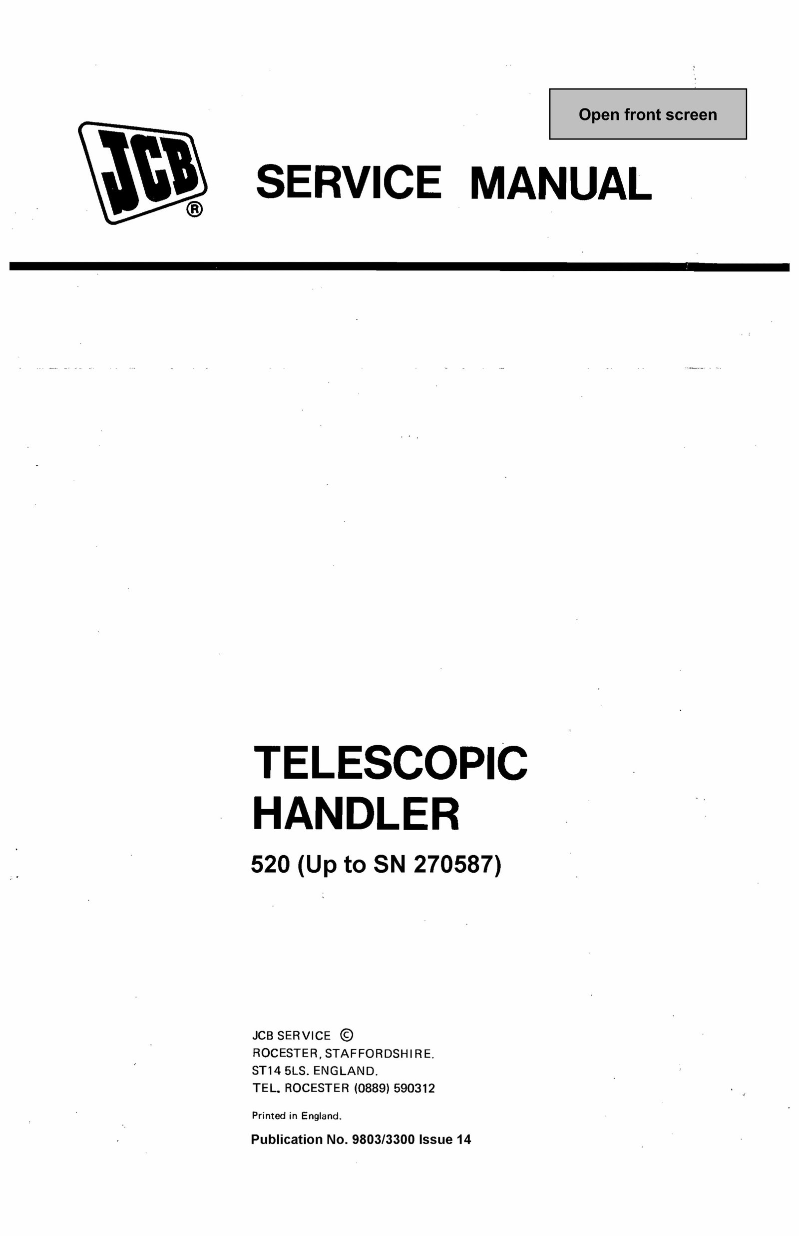 JCB 520 Telescopic Handler Service Repair Manual preview img 1