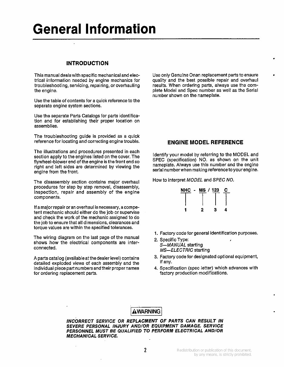 Onan NHC, NHCV, NH Series Service Manual Cummins Onan Generator Repair Book 940-0751 preview img 4