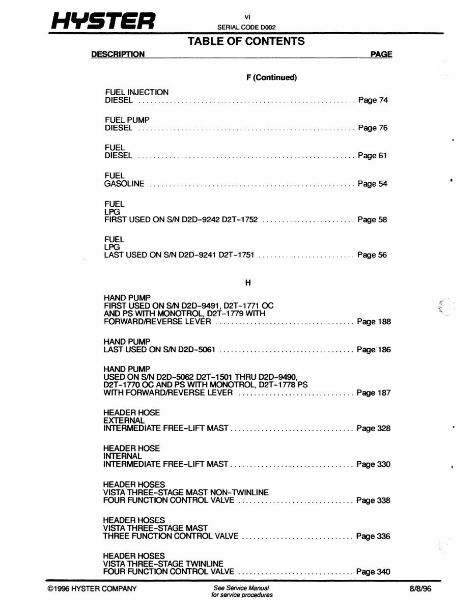 Hyster Spacesaver D002 (S30E, S40E, S50E, S60ES) Forklift Parts Manual preview img 7