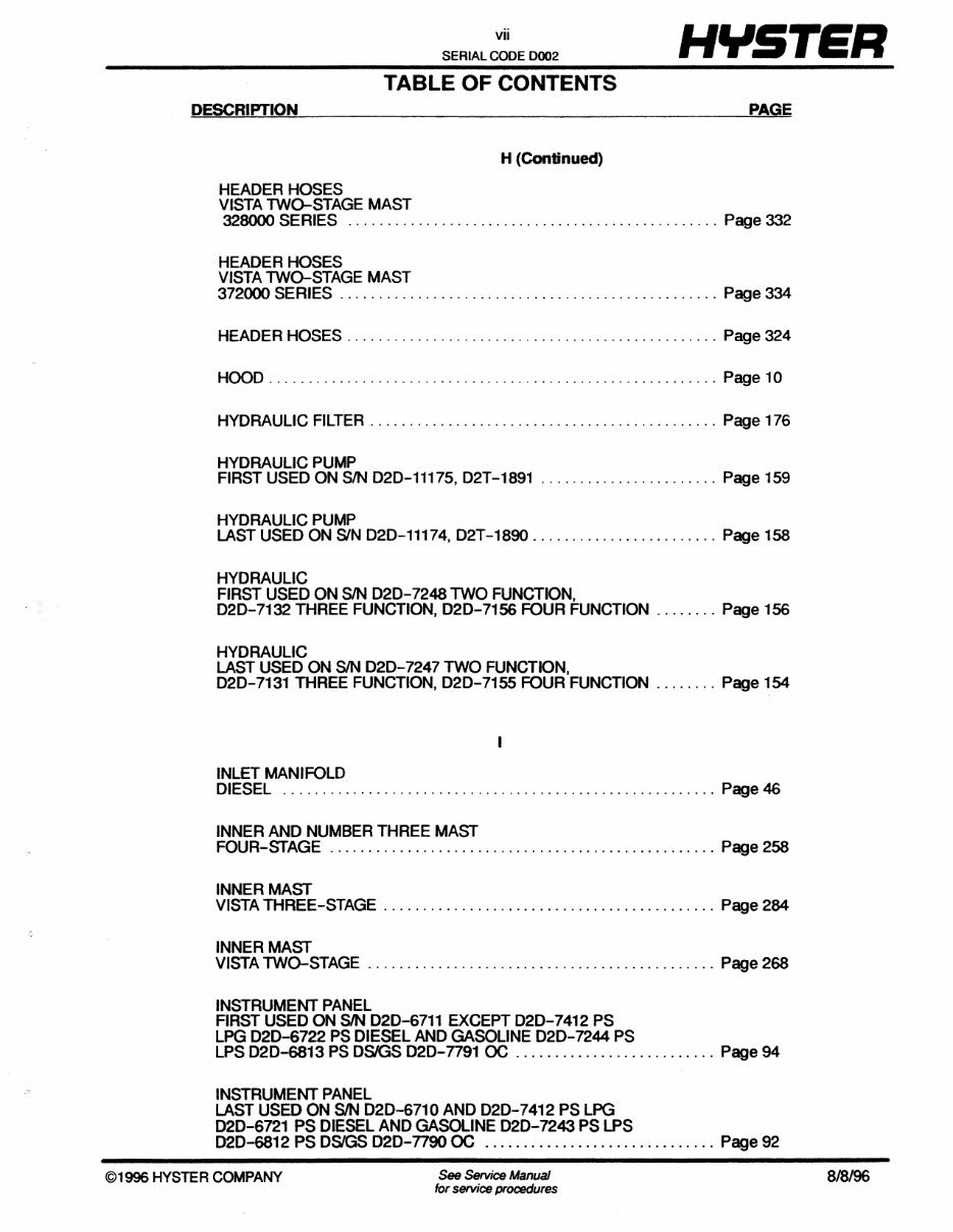Hyster Spacesaver D002 (S30E, S40E, S50E, S60ES) Forklift Parts Manual preview img 8