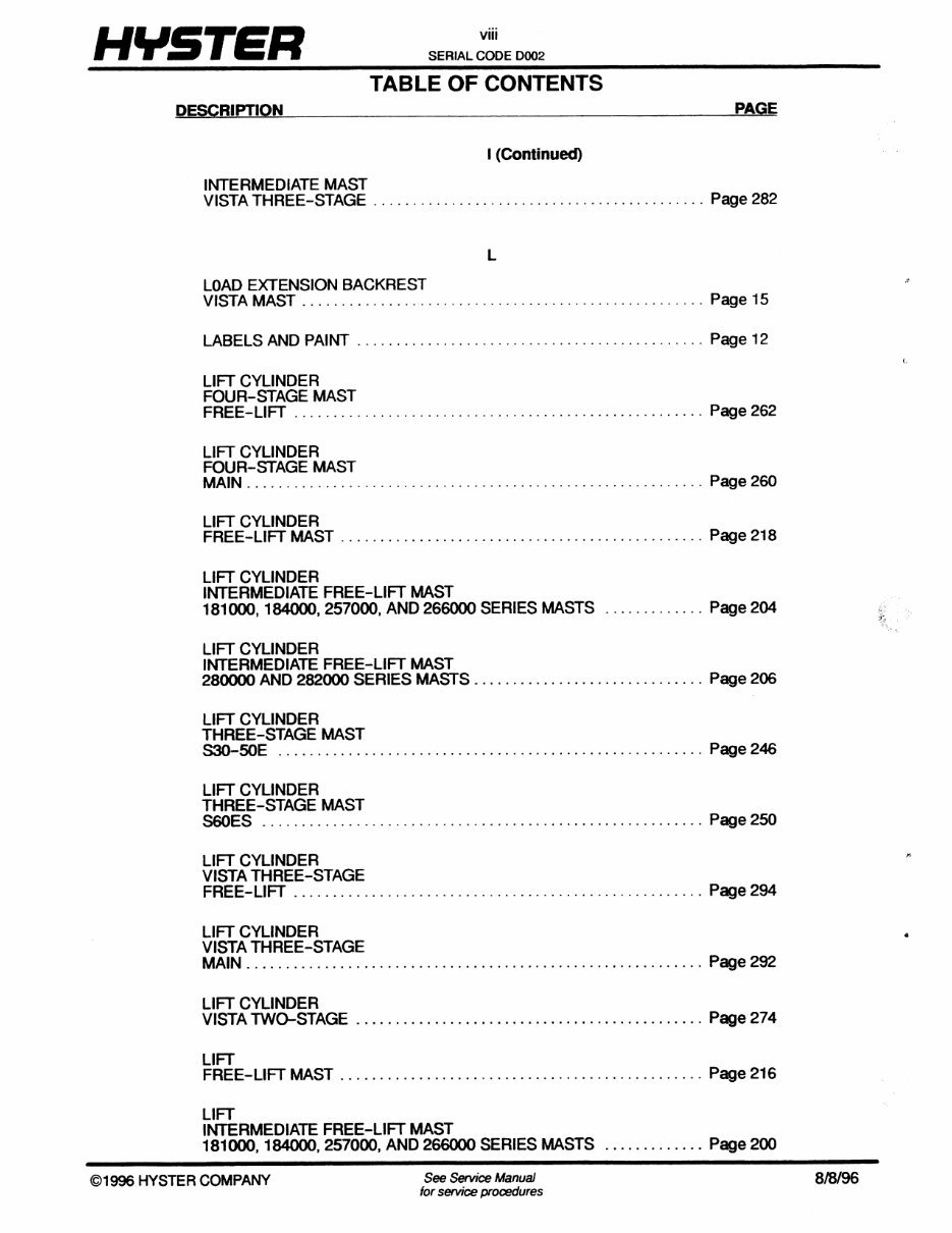 Hyster Spacesaver D002 (S30E, S40E, S50E, S60ES) Forklift Parts Manual preview img 9