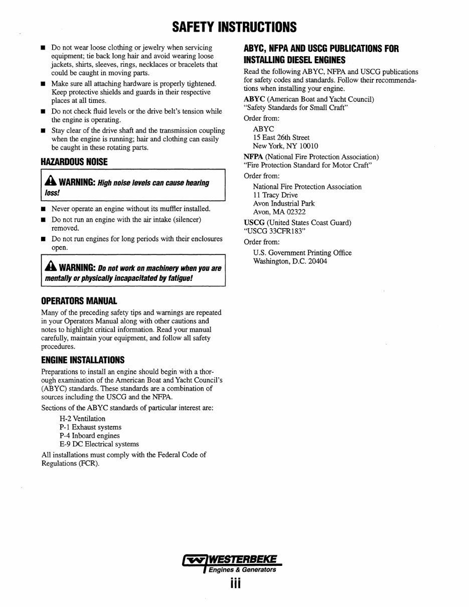 WESTERBEKE 82B FOUR Marine Diesel Engine Workshop Manual preview img 5