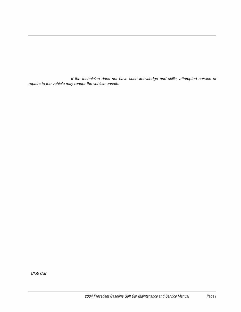 2004 Club Car Precedent Gas Factory Service & Work Shop Manual preview img 3