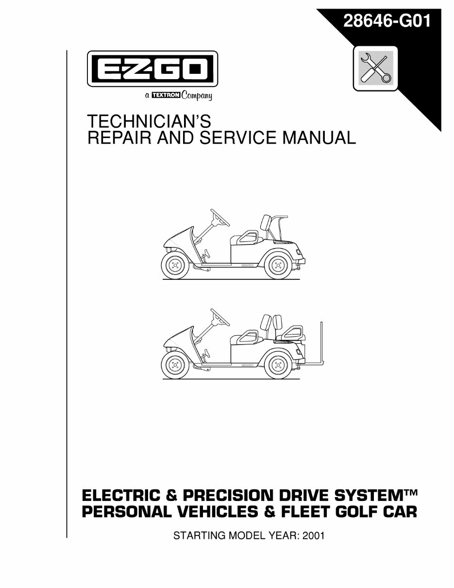 2002 E-Z-Go TXT Electric Freedom Golf Cart Factory Service & Work Shop Manual preview img 1