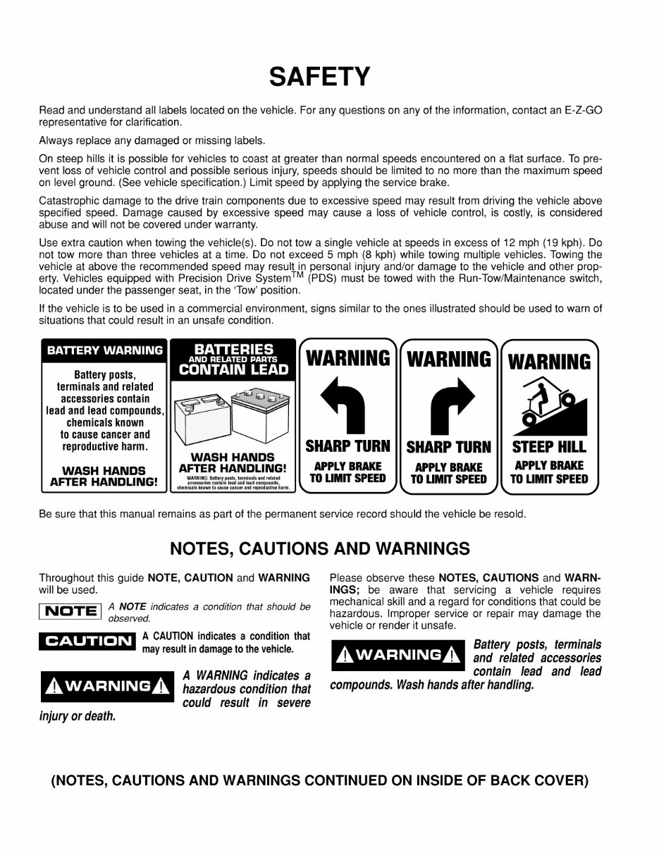 2002 E-Z-Go TXT Electric Freedom Golf Cart Factory Service & Work Shop Manual preview img 2
