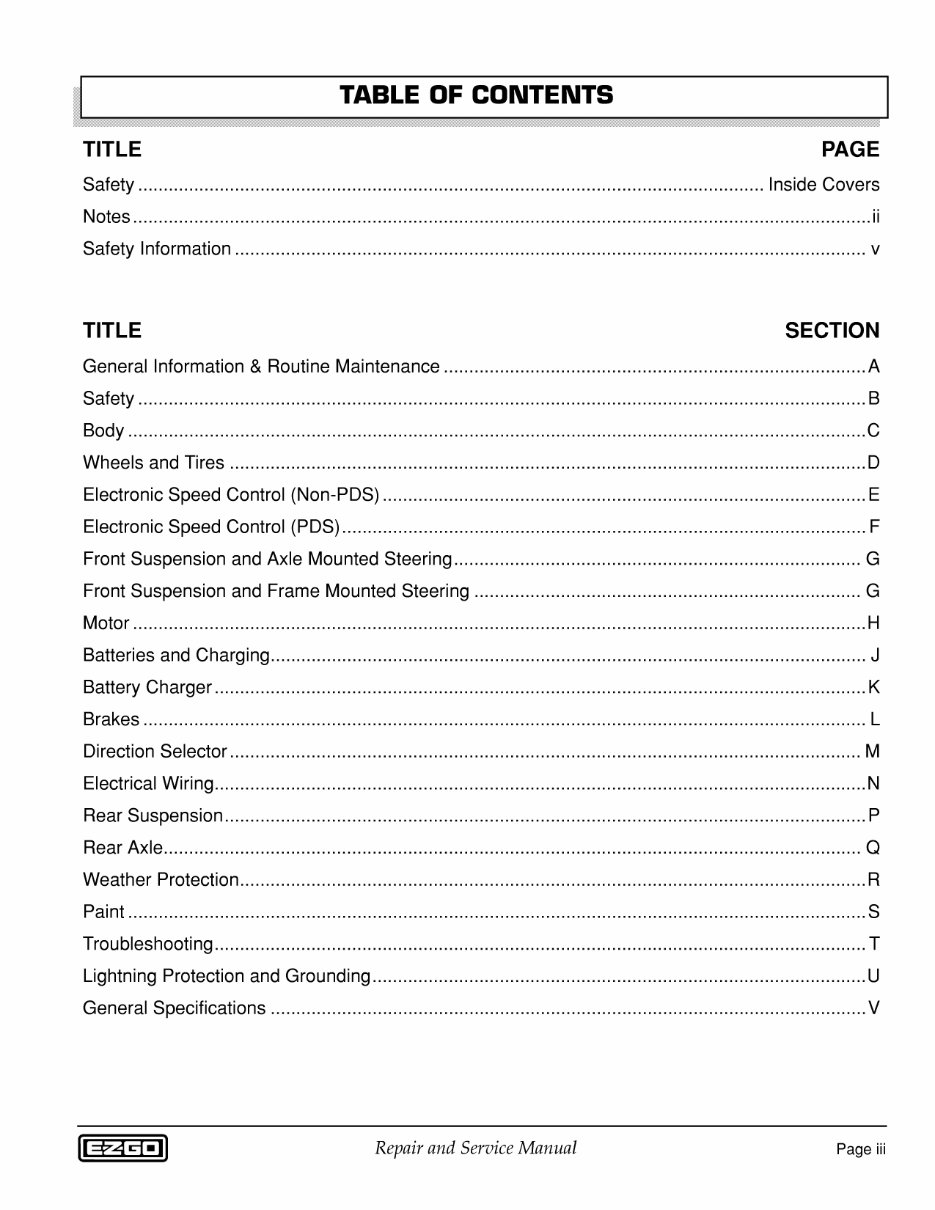 2002 E-Z-Go TXT Electric Freedom Golf Cart Factory Service & Work Shop Manual preview img 5