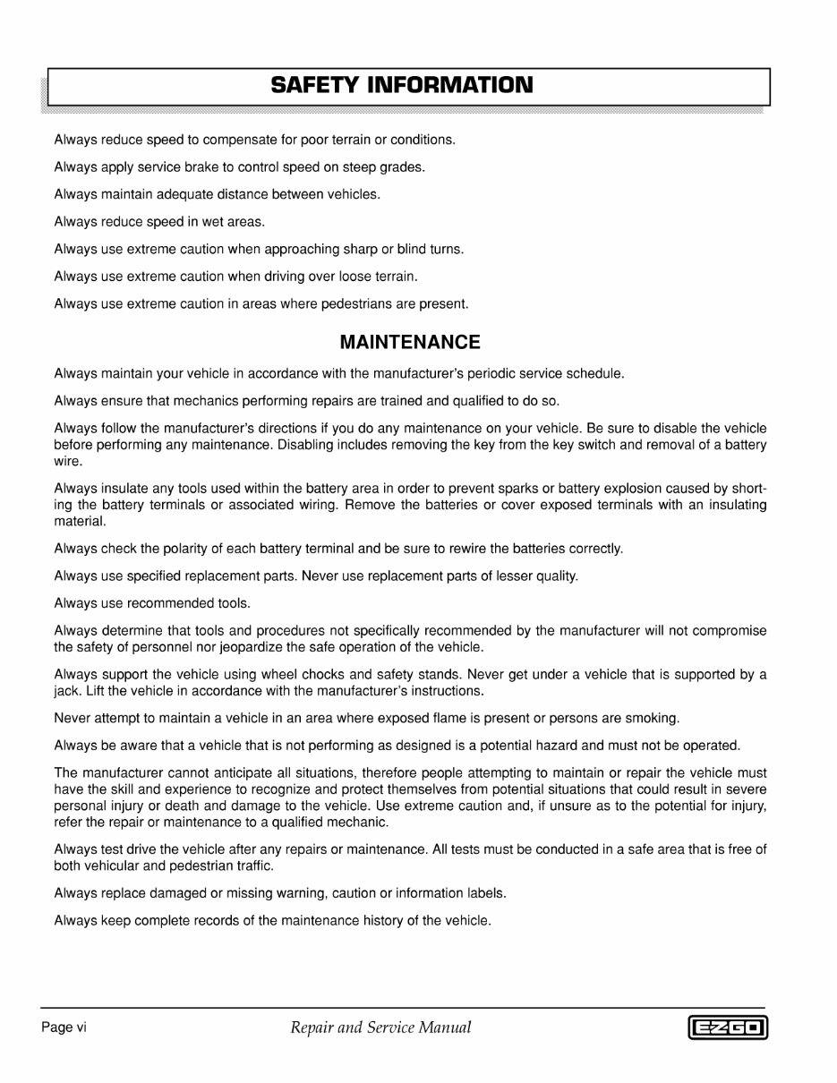 2002 E-Z-Go TXT Electric Freedom Golf Cart Factory Service & Work Shop Manual preview img 8