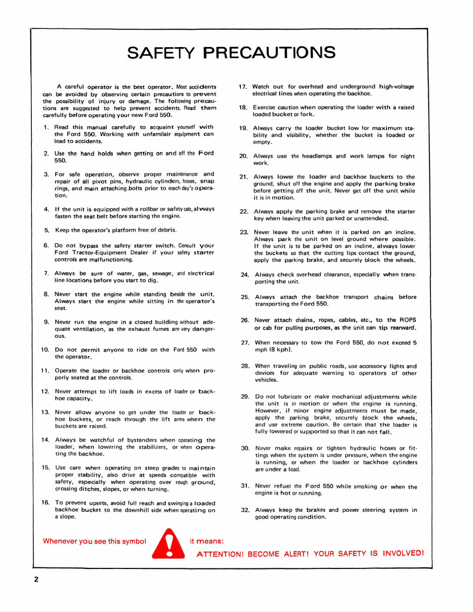 Ford 550 Tractor Loader Backhoe Factory Operators Owner Manual - IMPROVED - preview img 6