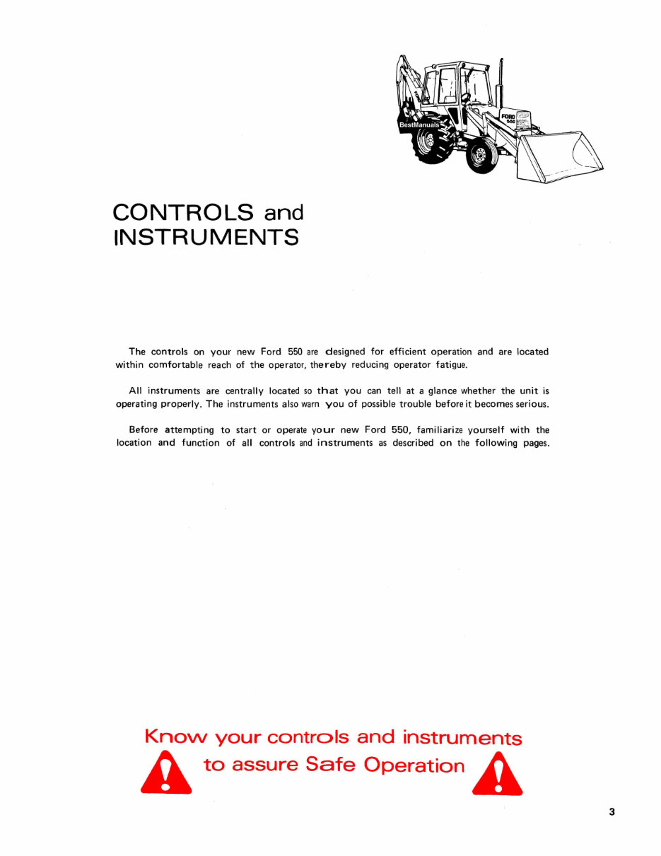 Ford 550 Tractor Loader Backhoe Factory Operators Owner Manual - IMPROVED - preview img 7