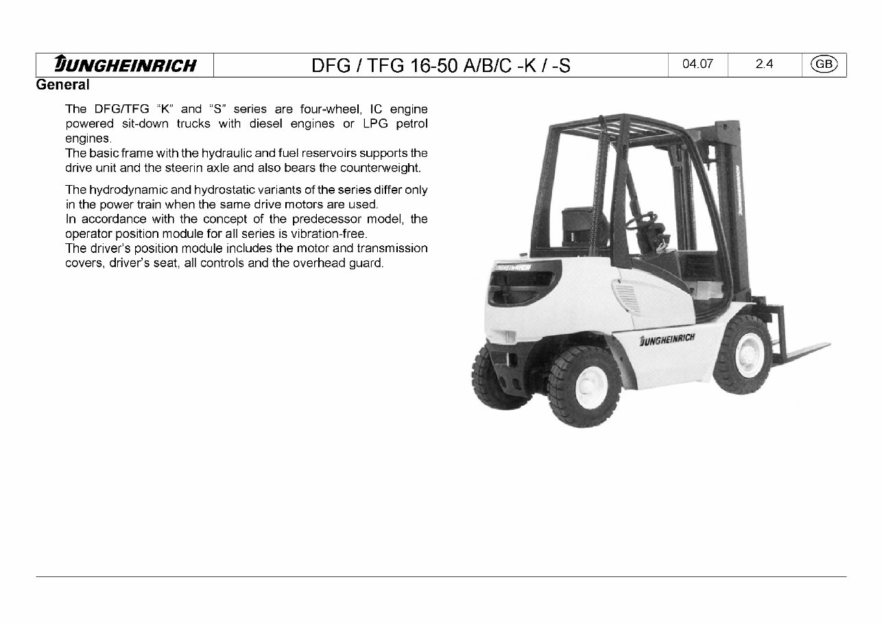 Jungheinrich Fork Truck Type DFG/TFG 316S/320S/420S/425S/430S/540S/545S/550S Workshop Service Manual preview img 6