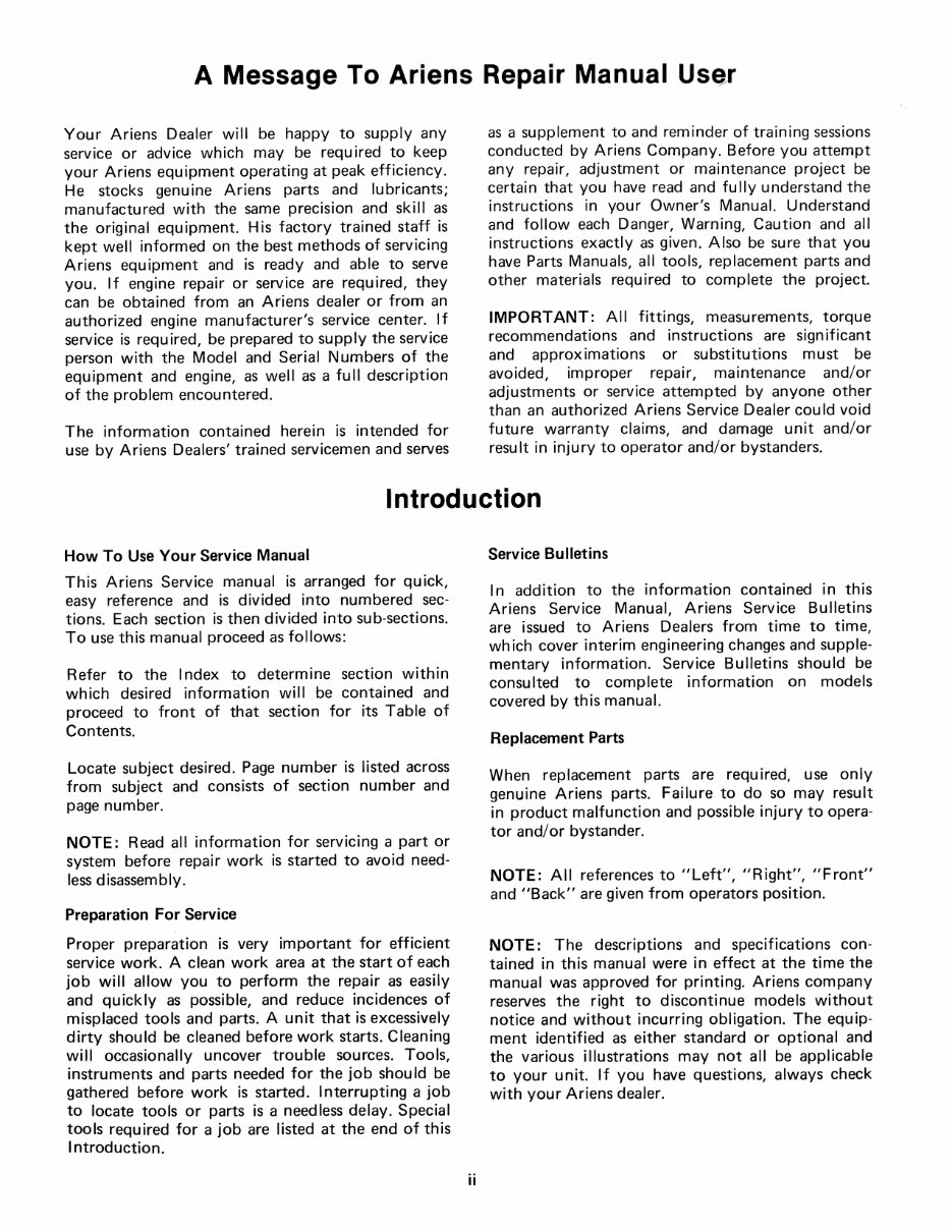 Ariens 924 Series Sno-Thro Snow Blowers OEM Service & Repair Manual preview img 2