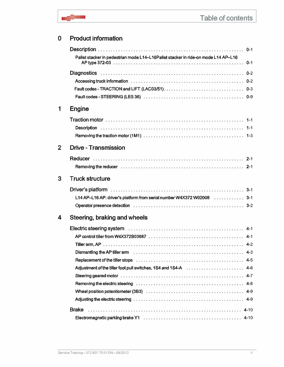 Linde Pallet Stacker Type 372: L14 , L14AP, L16 , L16AP Service Training (Workshop) Manual preview img 5
