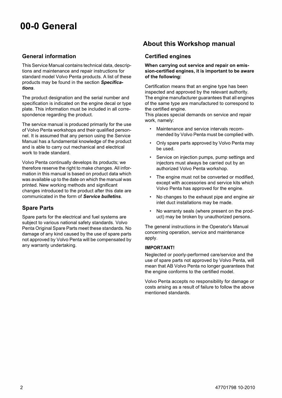 Volvo Penta D1-13, D1-20, D1-30, D2-40 Engines OEM Service & Repair Manual preview img 4