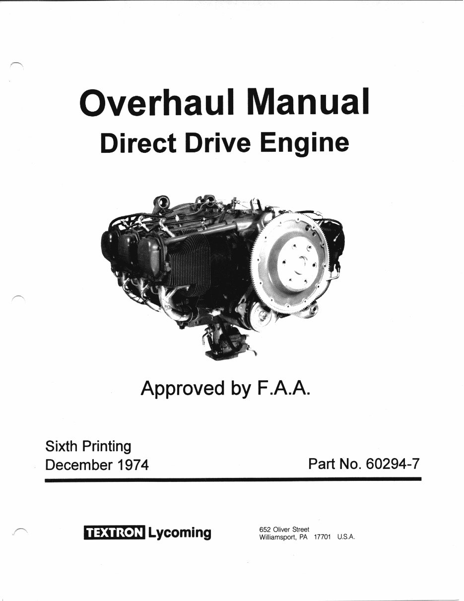 Lycoming direct drive 4 - 6 cyl overhaul manual, preview img 5