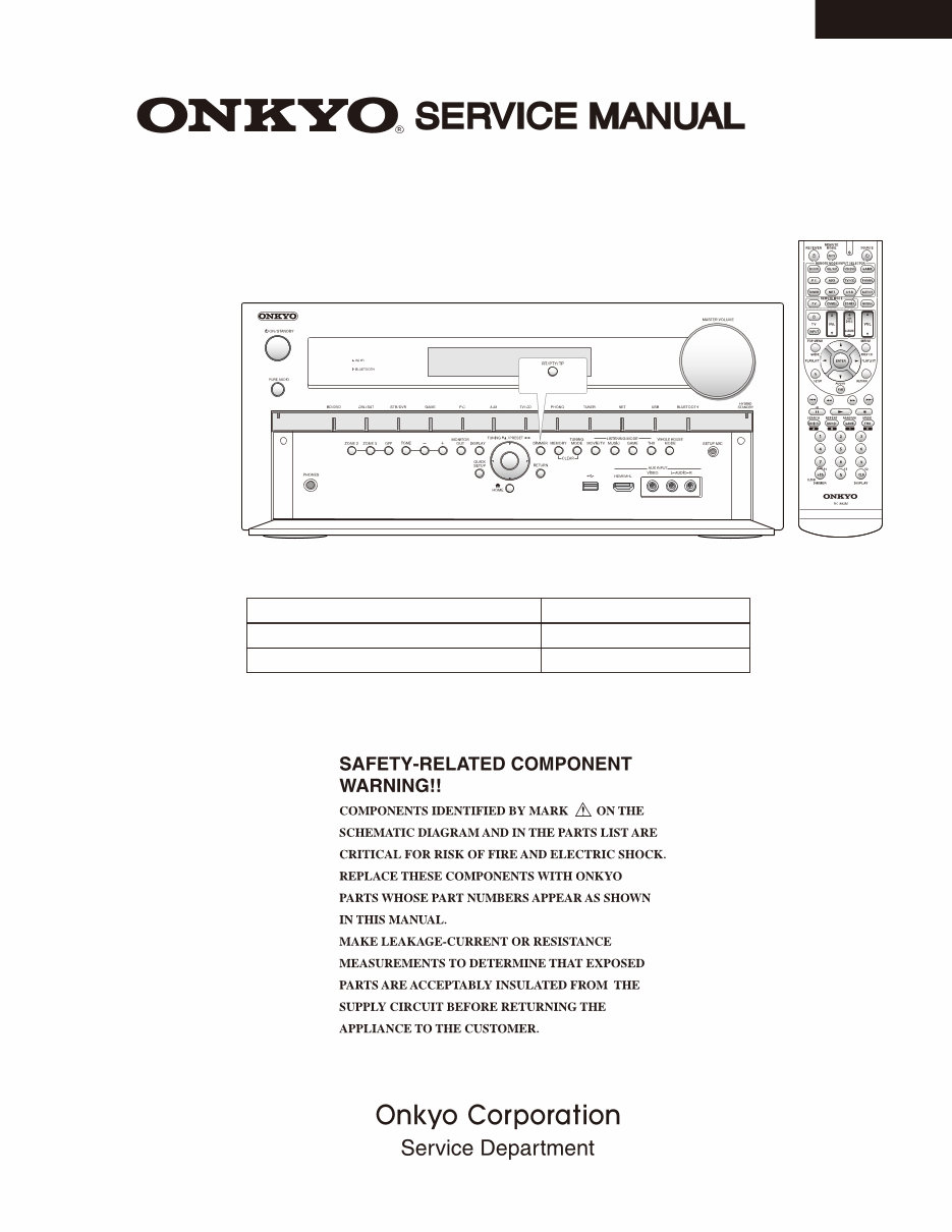 Onkyo TX-NR838 AV RECEIVER Service Manual preview img 1