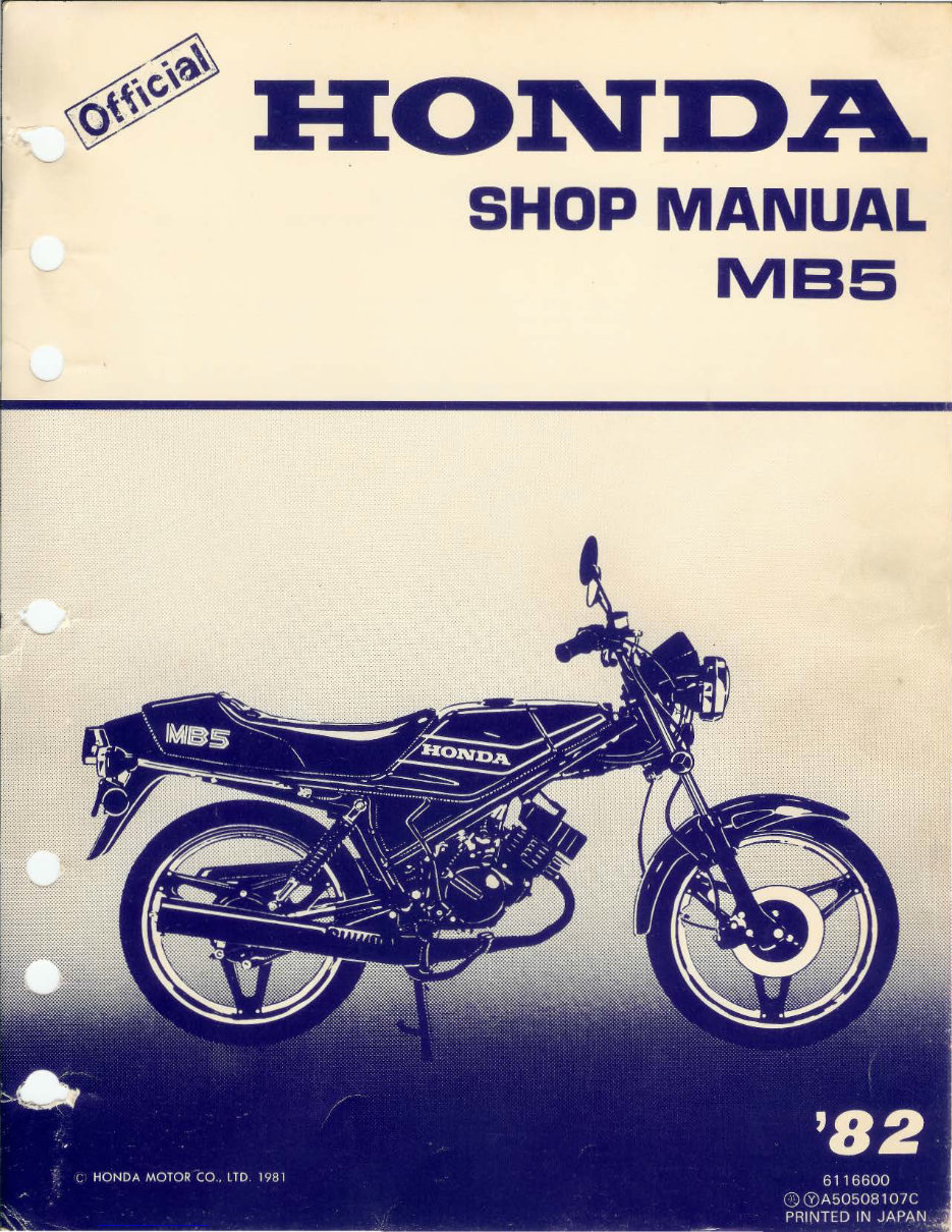 1982-Onward Honda MB5 Service & Repair Manual preview img 1