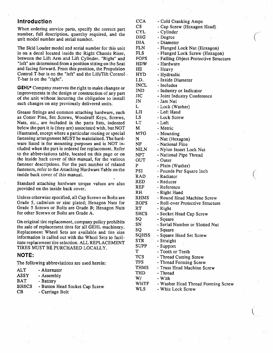 GEHL SL3510/SL3610 SL 3510 / SL 3610 Skid Loader Illustrated Master Parts List Manual Form No. 904914 R preview img 2